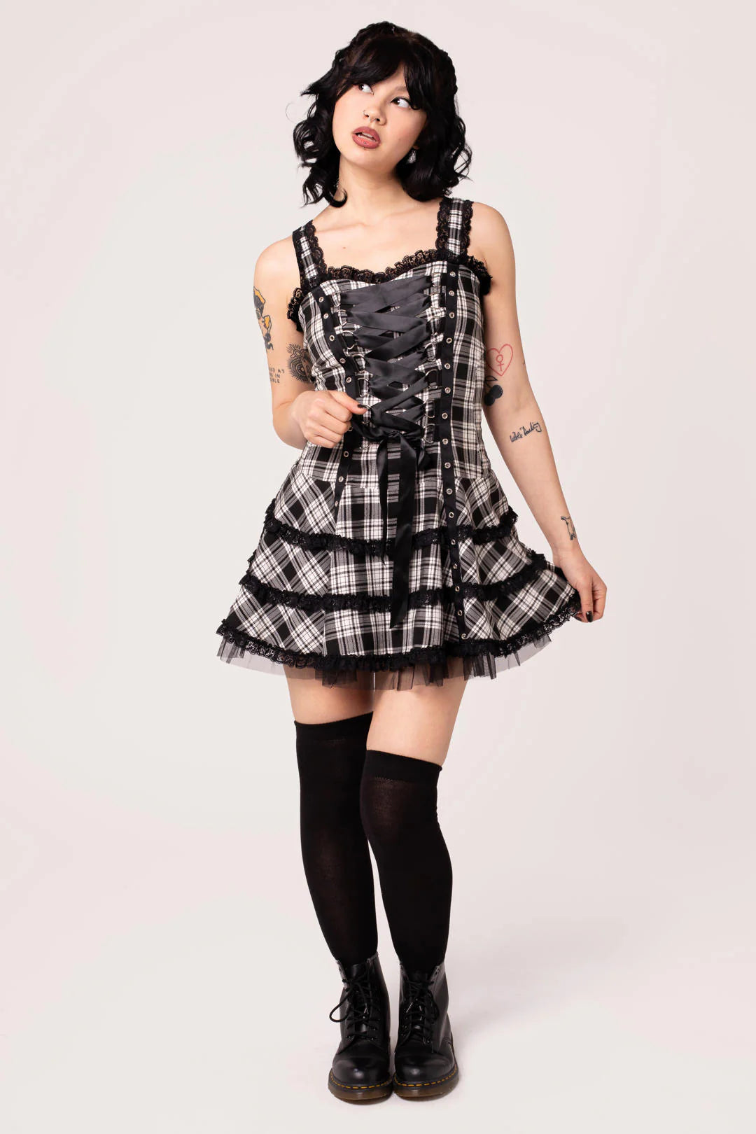 Harley Dress Black Tartan