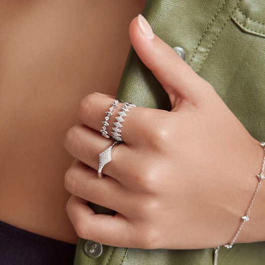 Silver Pave Sparkle Cubic Zirconia Ring