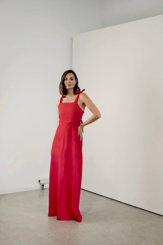 Bowie Dress Long Red