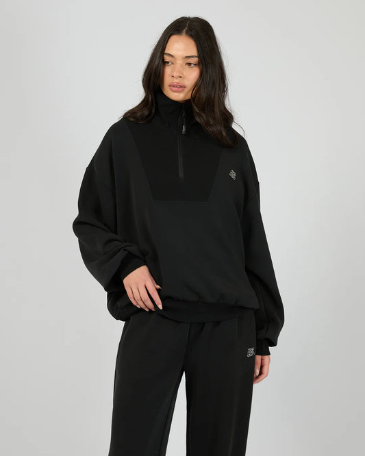 Oversized Luxe Active 1/4 Zip Black