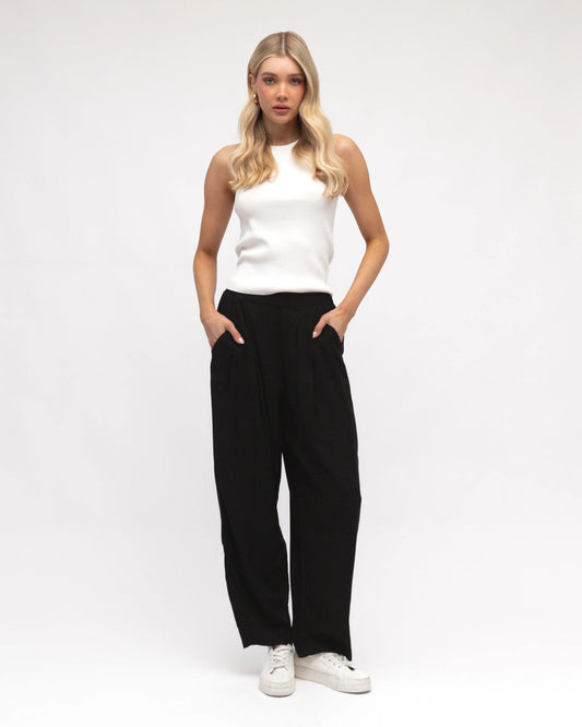 Linen Lux Pants Black