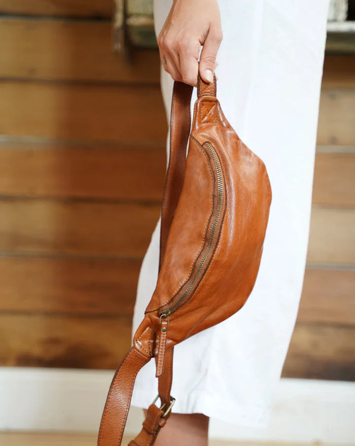 Beholder Leather Cali Saddle Tan Sling Bag