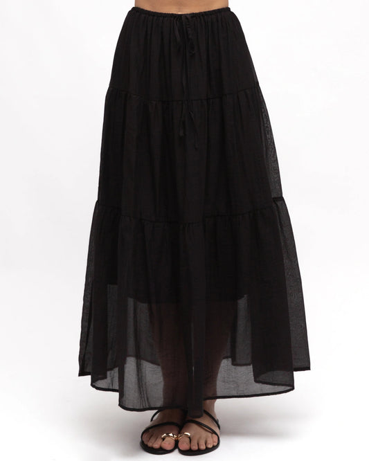 Tiered Maxi Skirt Black