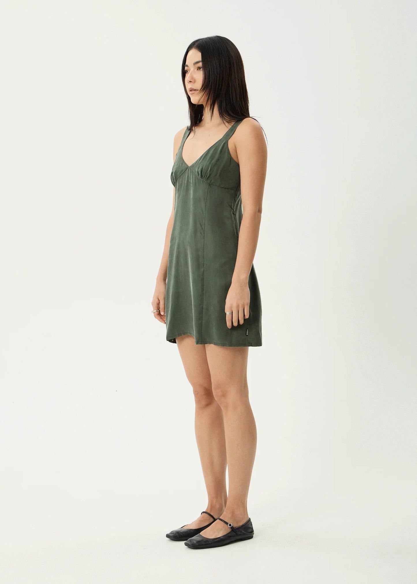 Afends Gerry Cupro Mini Dress - Deep Green