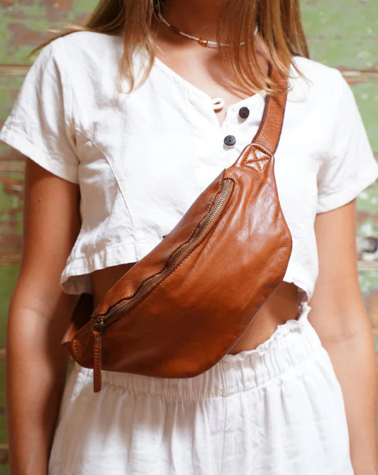 Beholder Leather Cali Saddle Tan Sling Bag