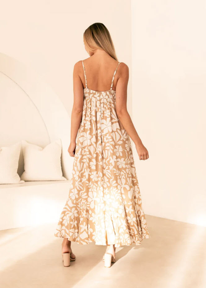 Courtney Beige White Maxi Dress