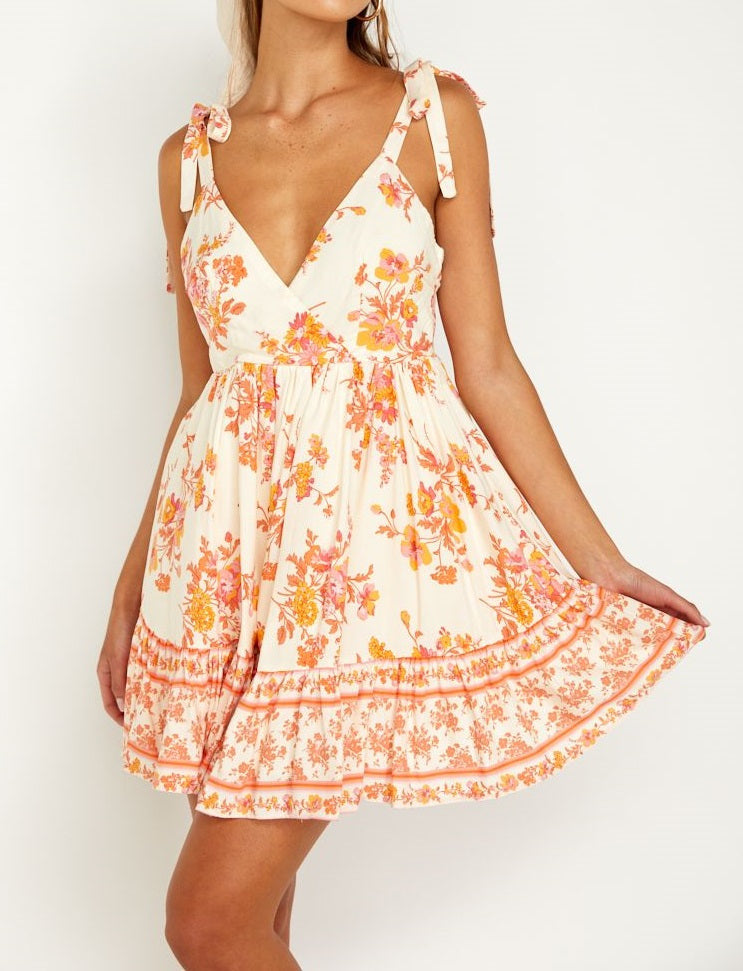 Indikah Cream Floral Dress